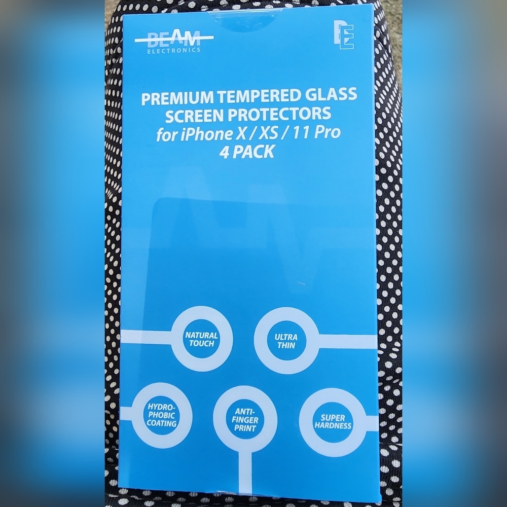 Screen Protector for iPhone X, XS, 11 Pro, Beam Electronics Tempered Glass 4pack